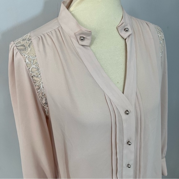 Anthropologie Moulinette Soeurs Coquette Lace Blouse Pink Top Girly Career Date - Picture 10 of 15